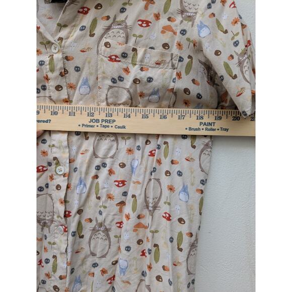 Studio Ghibli My Neighbor Totoro Butterflies Mushrooms Woven Button-Up Size L/G - Picture 8 of 10